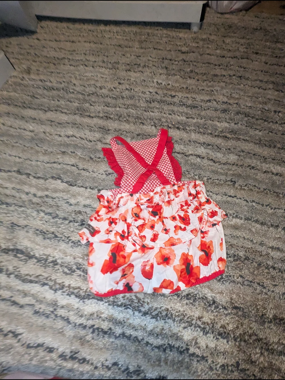 Matilda Jane White Romper with Red Floral Print
